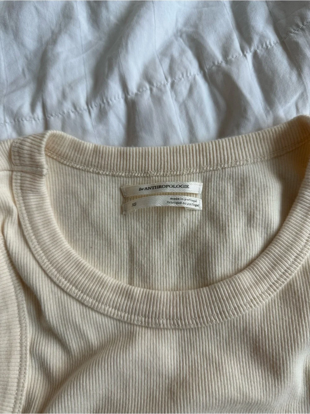 Anthropologie Cream Ribbed Tank
